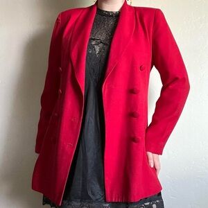 Bright cherry red J. Taylor New York vintage longline blazer / suit jacket